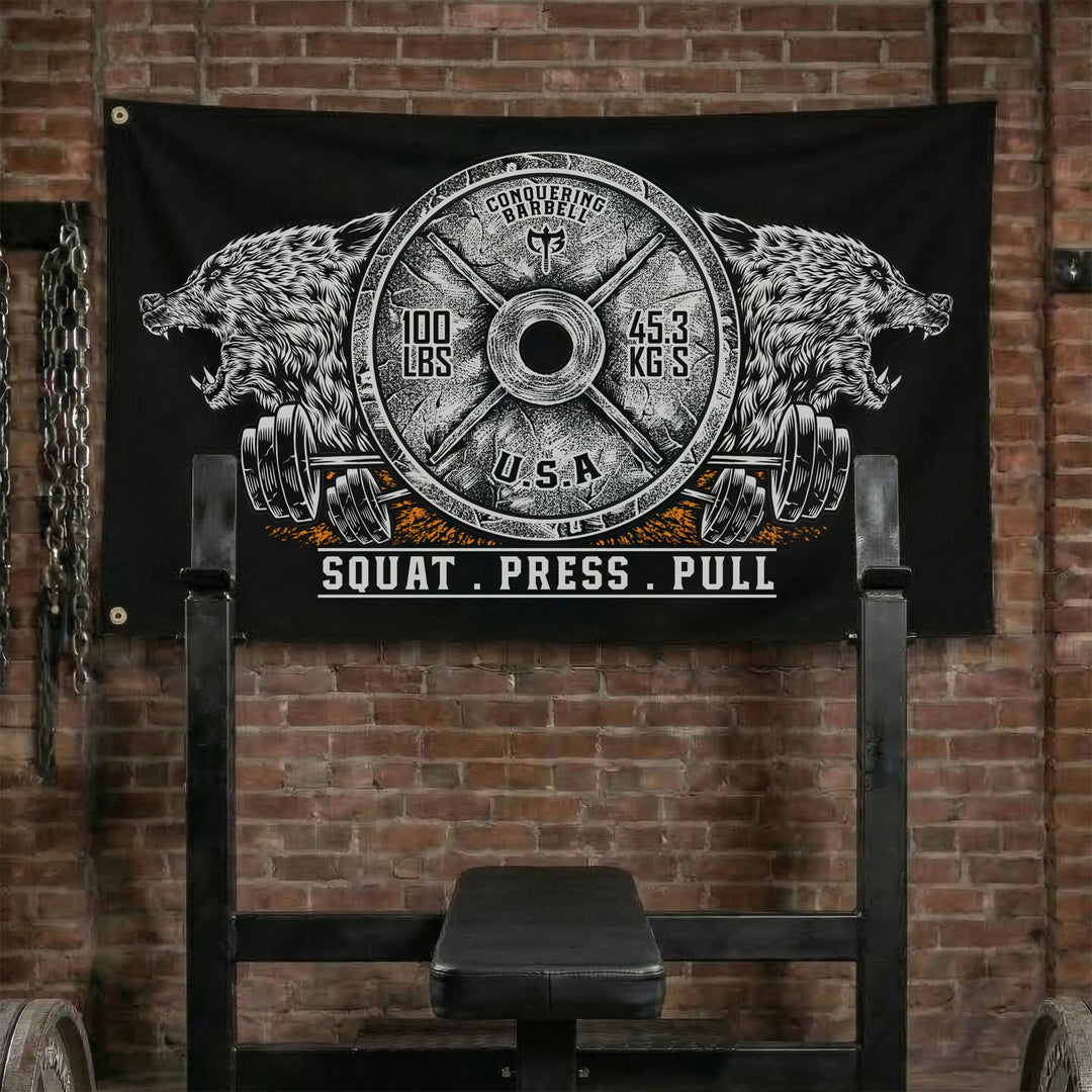 CB Dueling Bears Flag - 3' x 5' Polyester Flag - Conquering Barbell