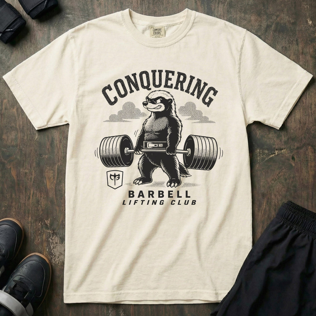 CB Lifting Club Honey Badger relaxed fit tee in Ivory