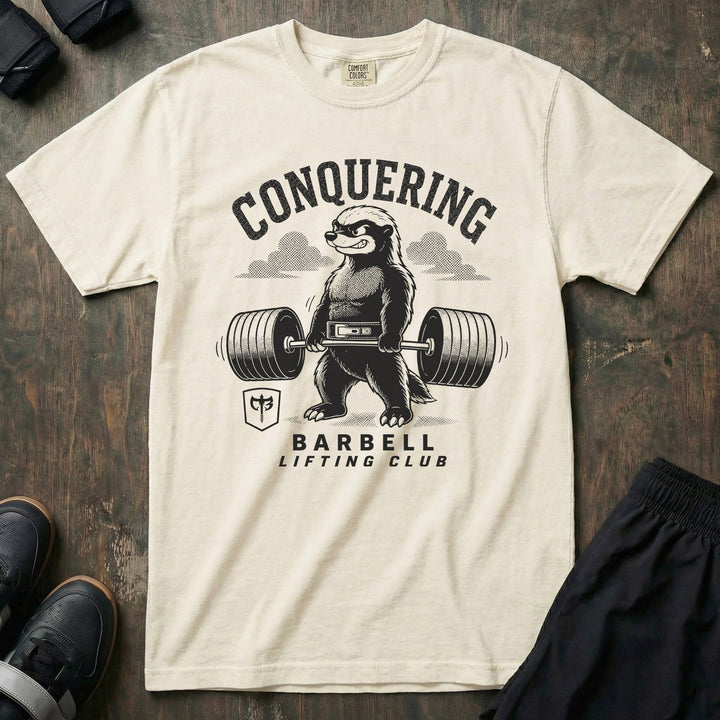 CB Lifting Club Honey Badger relaxed fit tee in Ivory