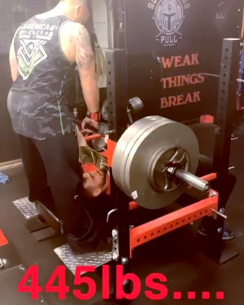 @chancellorperry benching 445 lbs