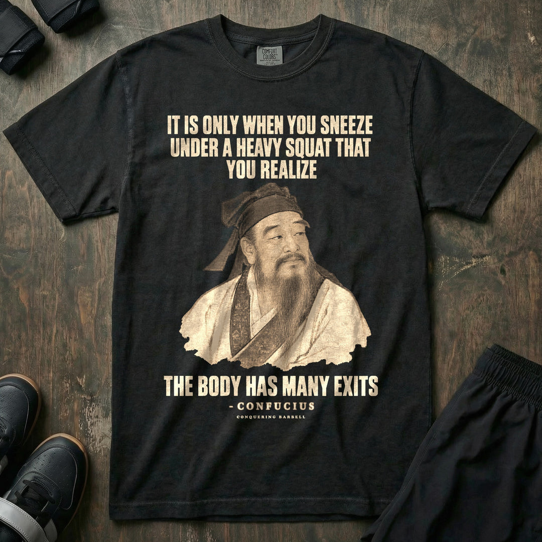 Confucius Body Has Many Exits - Relaxed Fit Tee - Black
