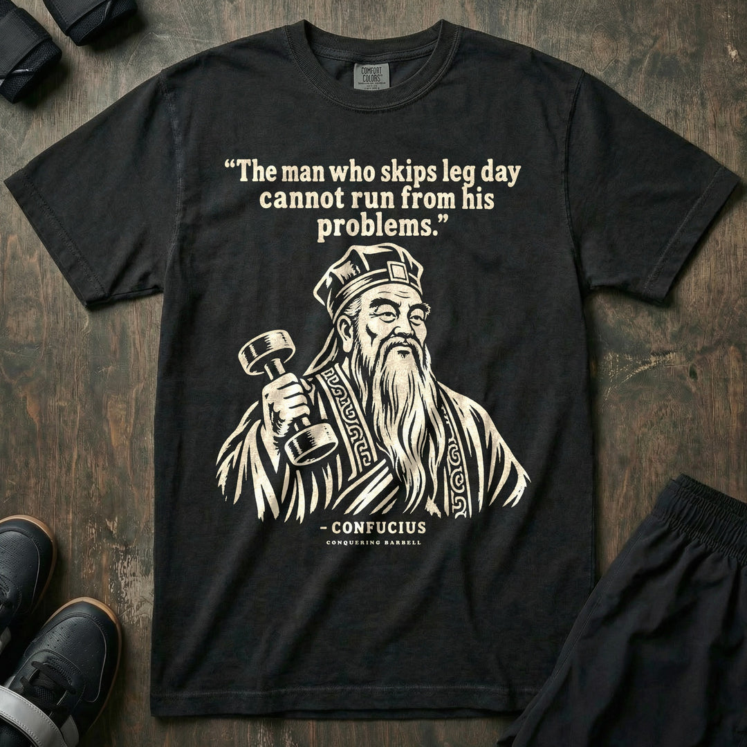 Confucius Leg Day - Relaxed Fit Tee - Black
