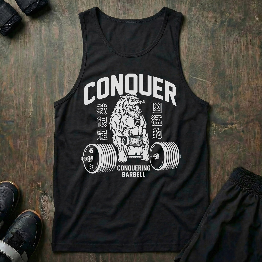 Conquer Deadlifting Wolf tank top in Black