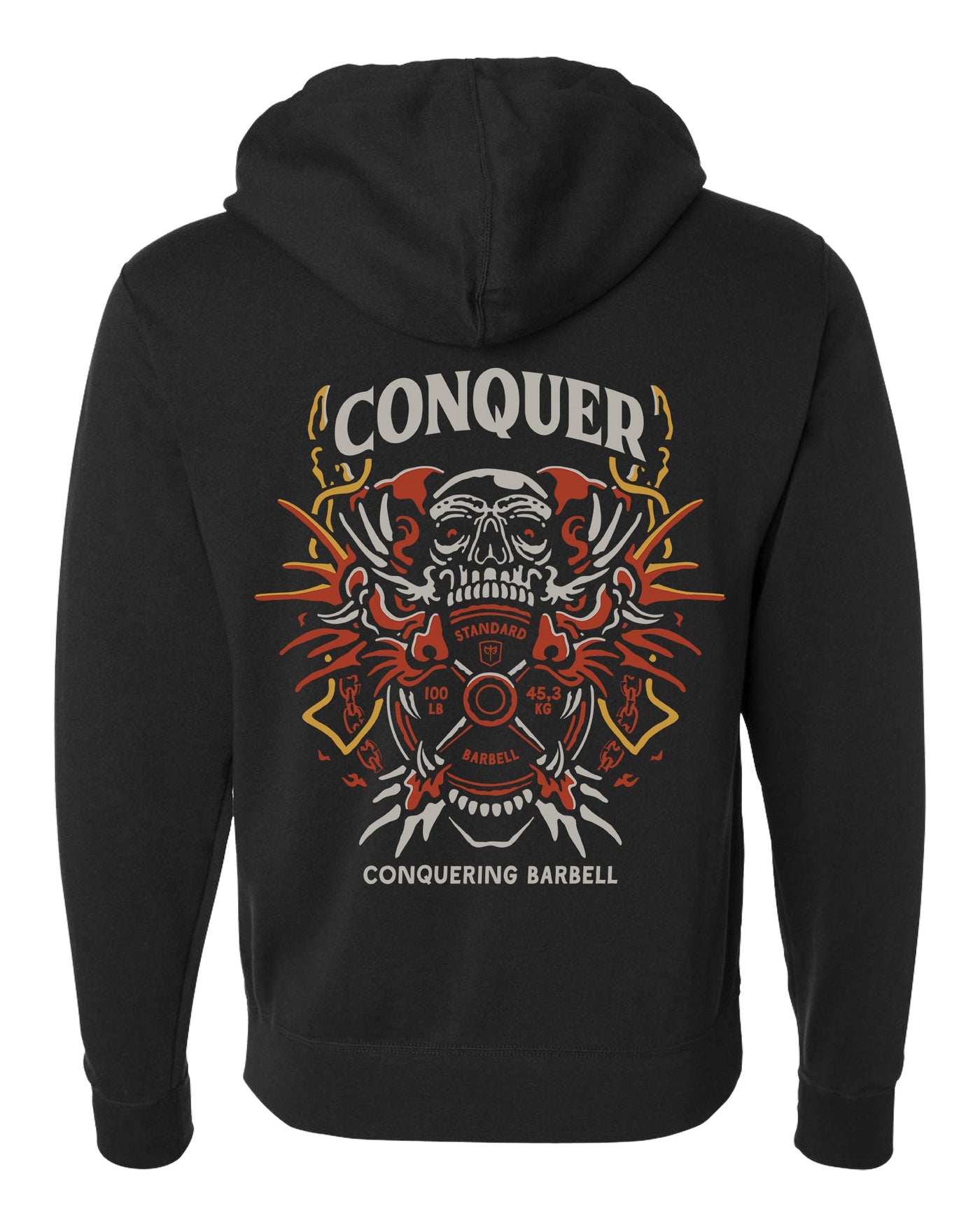 Conquer Dragon - on Black Pullover Hoodie - Conquering Barbell