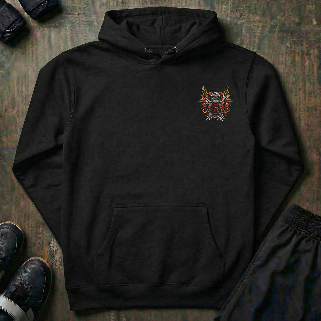 Conquer Dragon pullover hoodie in Black, front