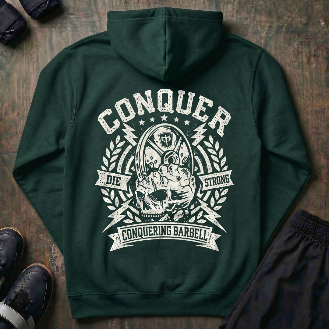 Conquer - Last Rep pullover hoodie in Alpine Green, back print
