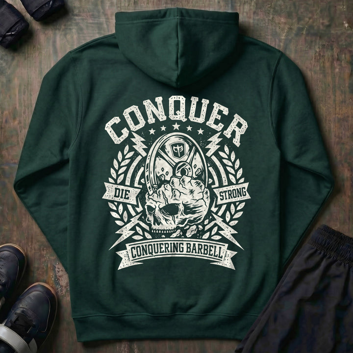 Conquer - Last Rep pullover hoodie in Alpine Green, back print