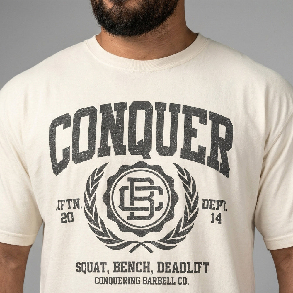 Conquer Lifting Dept. relaxed fit tee in Ivory