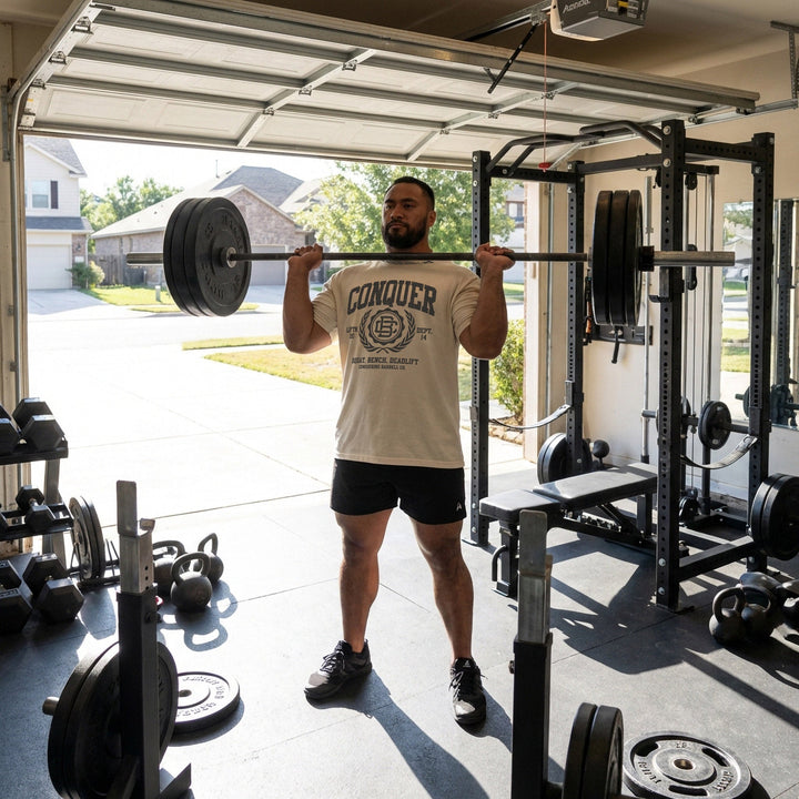Conquer Lifting Dept. relaxed fit tee in Ivory