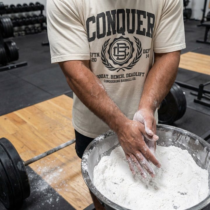 Conquer Lifting Dept. relaxed fit tee in Ivory
