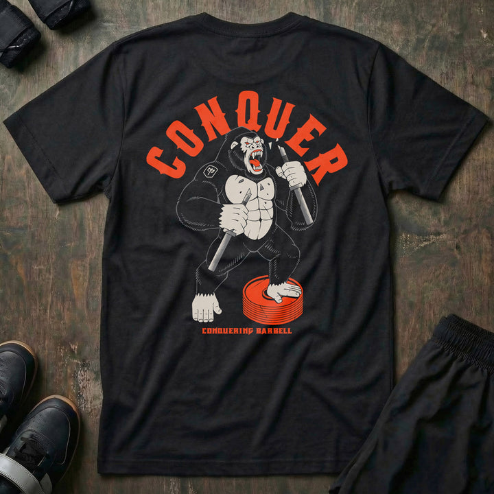 Conquer - Raging Gorilla - Black Tee - Conquering Barbell