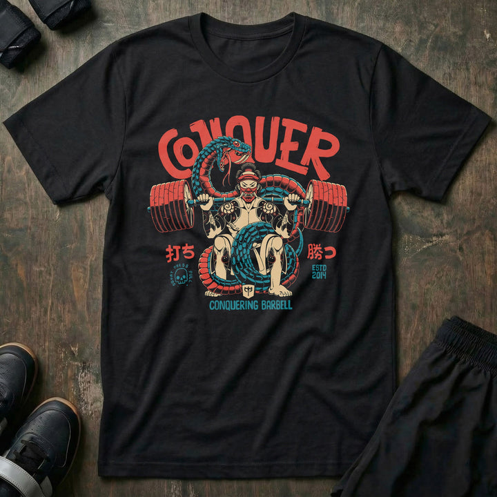 Conquer - Samurai - Black Tee - Conquering Barbell
