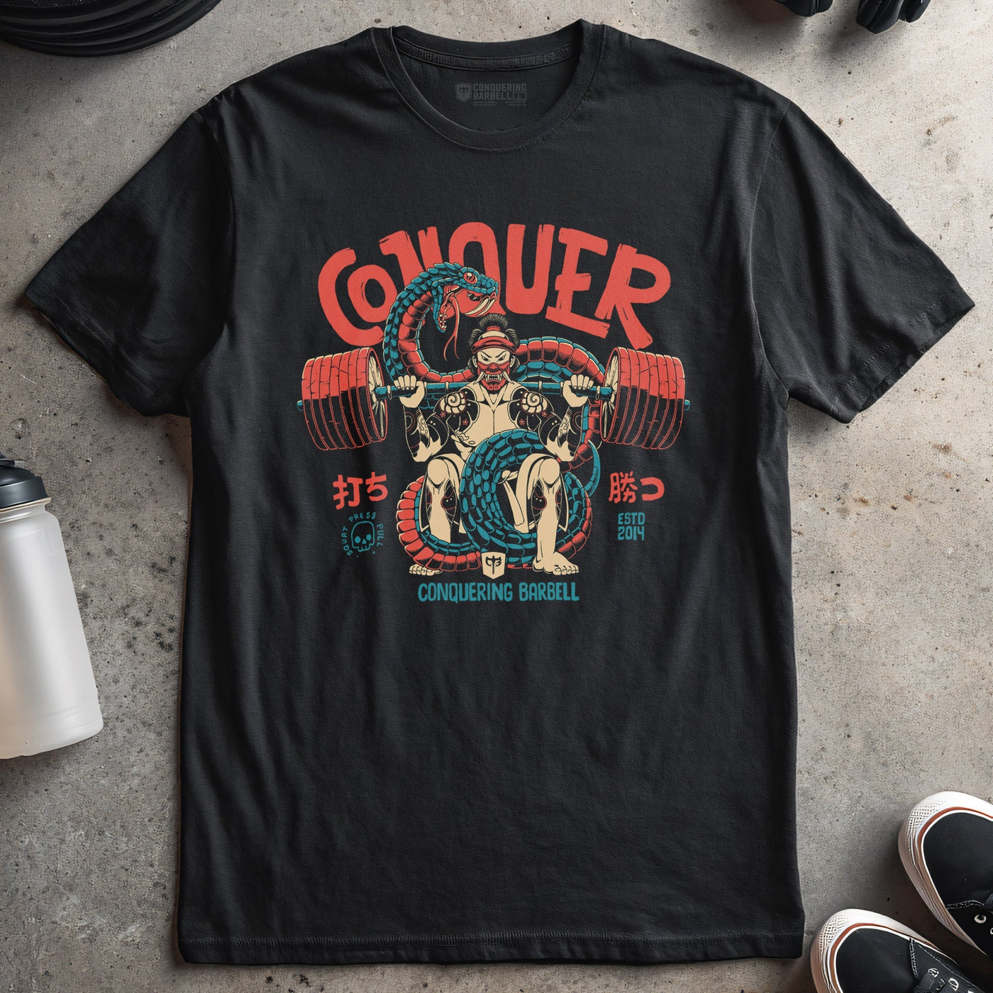 Conquer - Samurai - Black Tee - Conquering Barbell