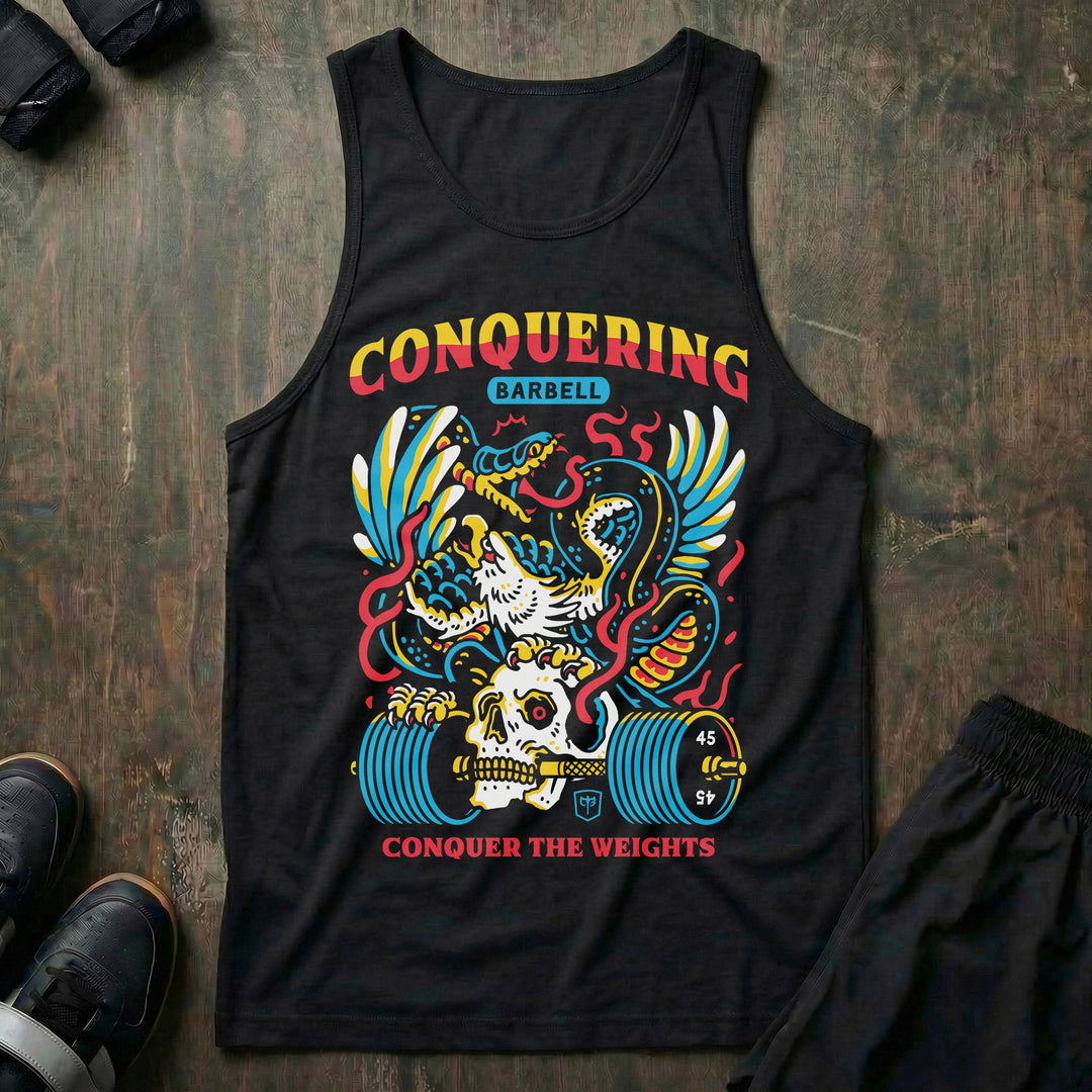 Conquer The Weights Air Raid tank top in Black