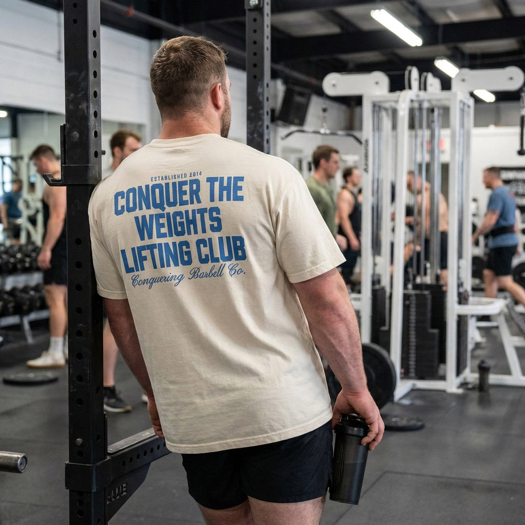 Conquer the Weights Lifting Club - Relaxed Fit tee - Conquering Barbell