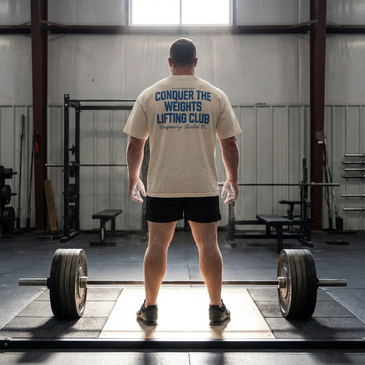 Conquer the Weights Lifting Club - Relaxed Fit tee - Conquering Barbell