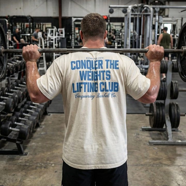 Conquer the Weights Lifting Club - Relaxed Fit tee - Conquering Barbell