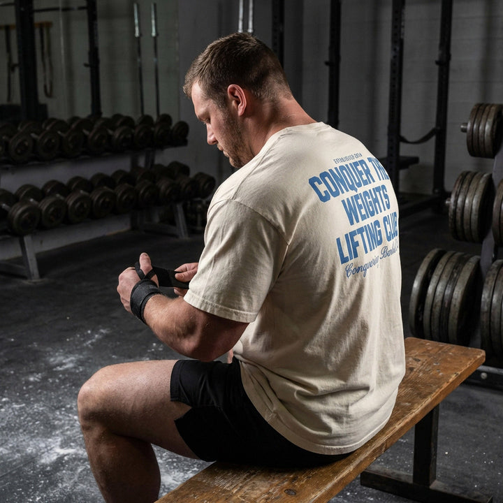 Conquer the Weights Lifting Club - Relaxed Fit tee - Conquering Barbell