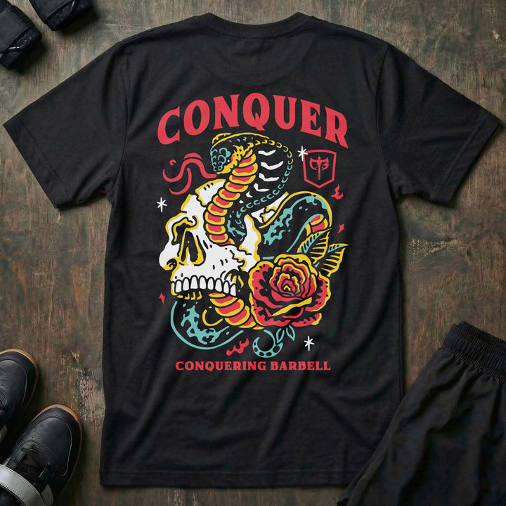 Conquer Till Death - Black Tee - Conquering Barbell