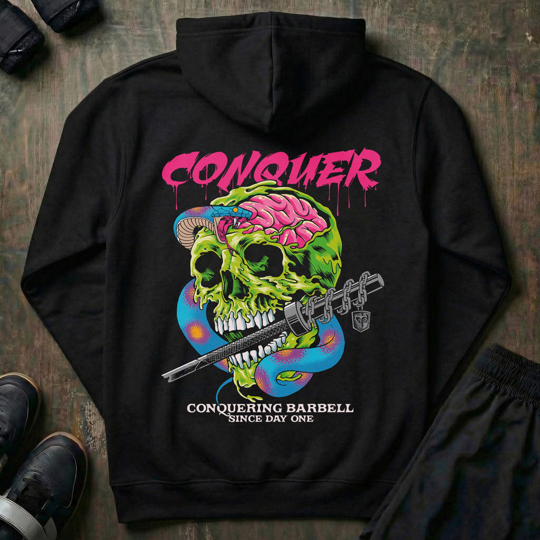 Conquer - Venom - on Black Pullover Hoodie - Conquering Barbell