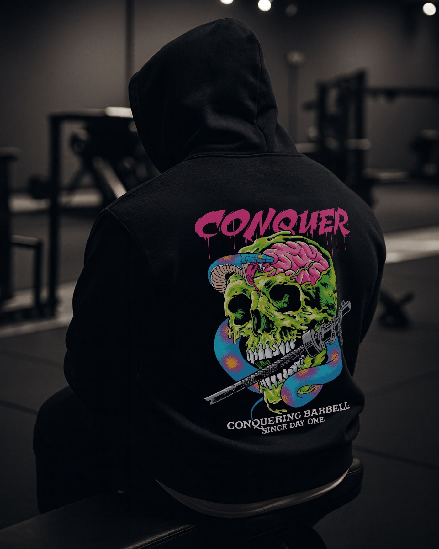 Conquer - Venom - on Black Pullover Hoodie - Conquering Barbell