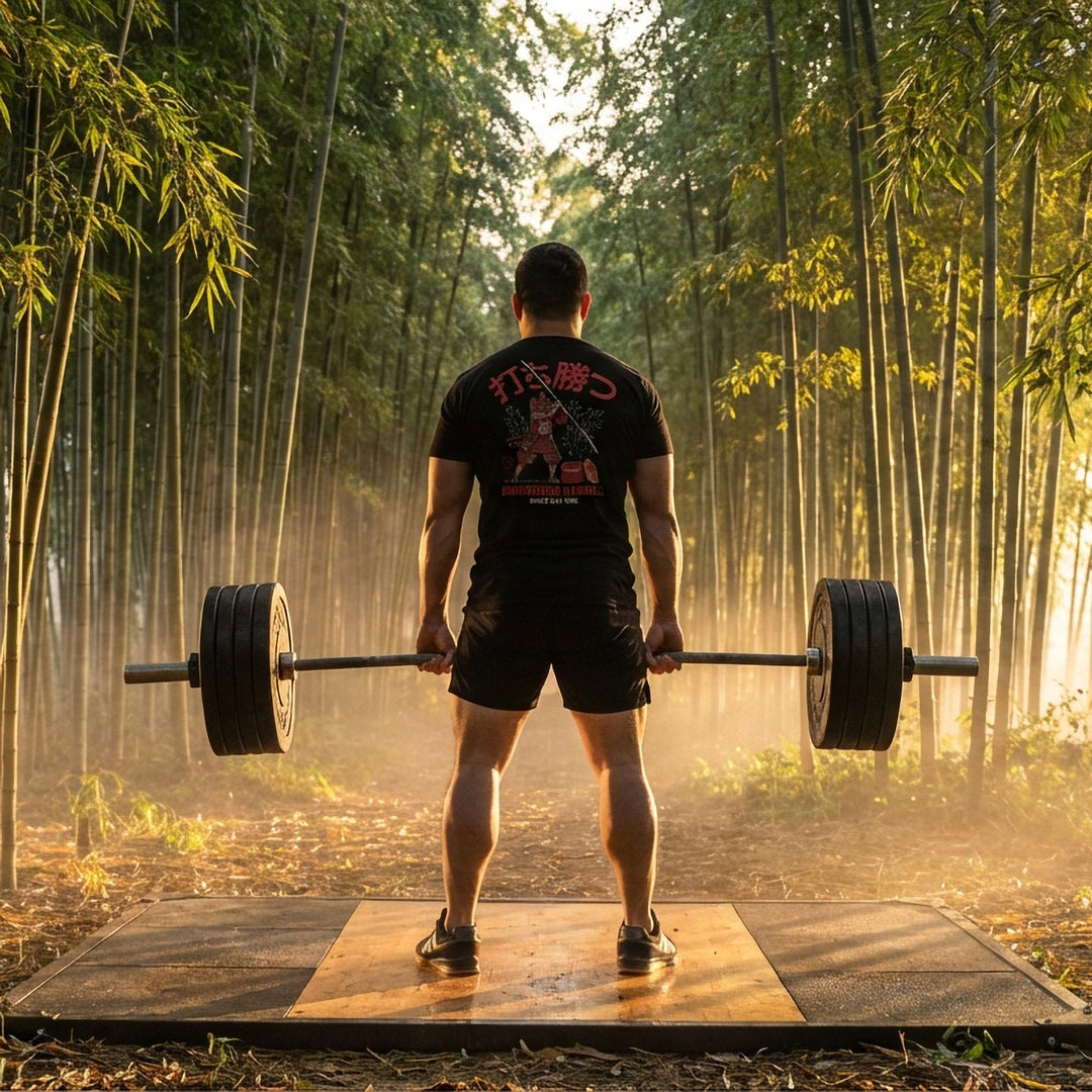 Conquer - Way of the Samurai - Black Tee - Conquering Barbell