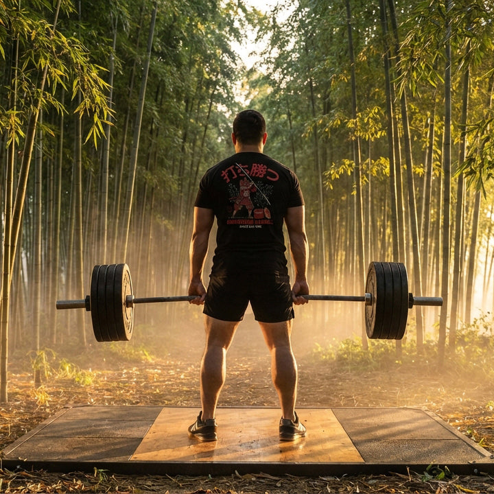 Conquer - Way of the Samurai - Black Tee - Conquering Barbell