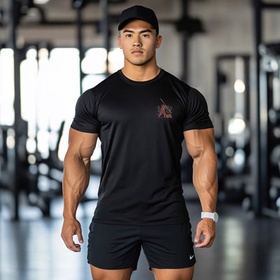 Conquer - Way of the Samurai - Black Tee - Conquering Barbell