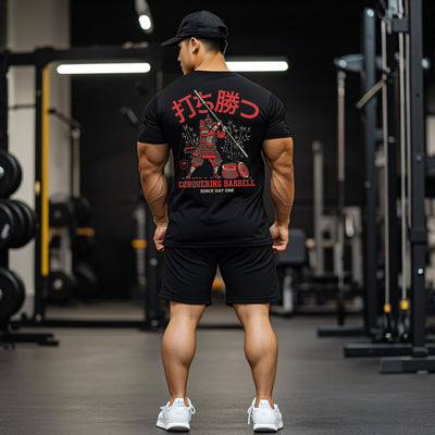 Conquer - Way of the Samurai - Black Tee - Conquering Barbell