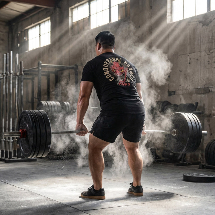 Conquer your Demon - Black Tee - Conquering Barbell