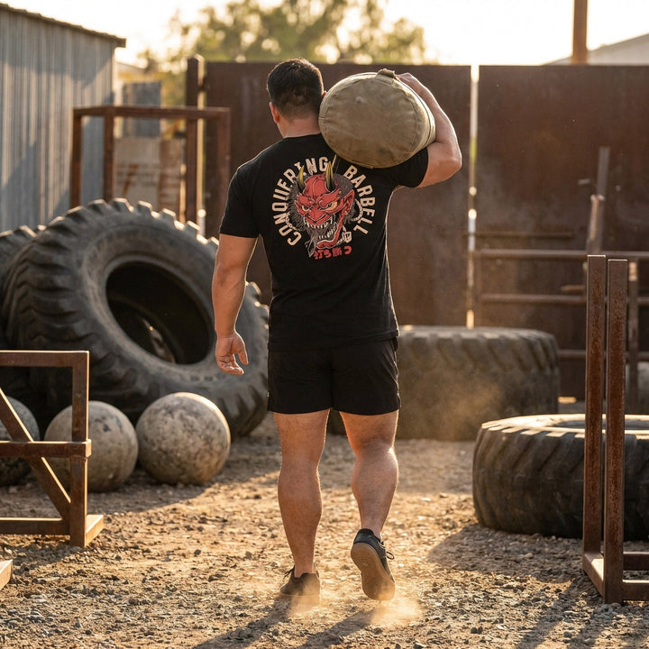 Conquer your Demon - Black Tee - Conquering Barbell