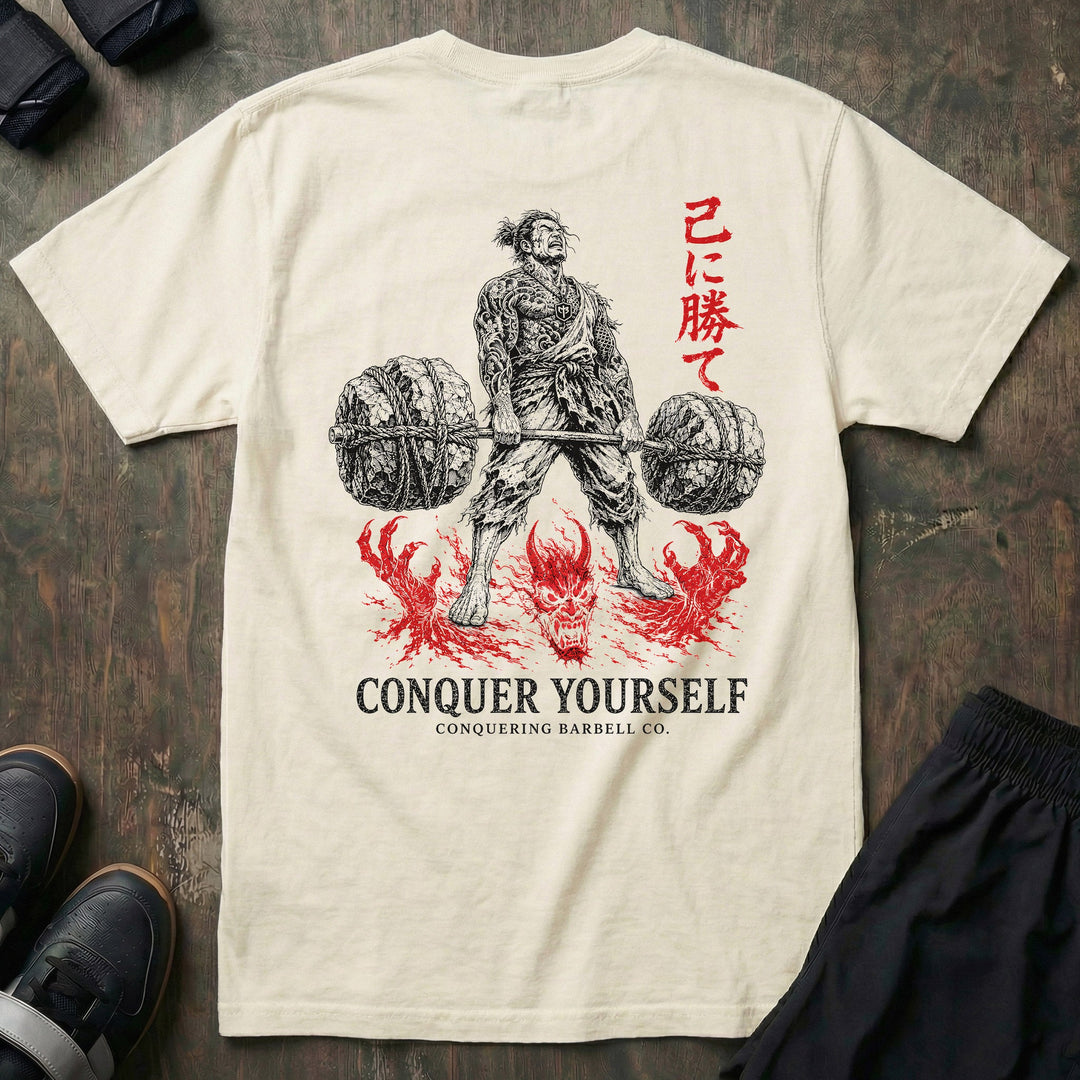 Conquer Yourself relaxed fit tee in Ivory