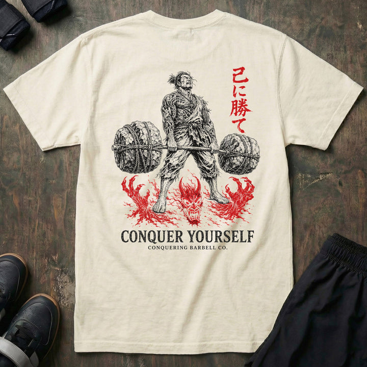 Conquer Yourself relaxed fit tee in Ivory