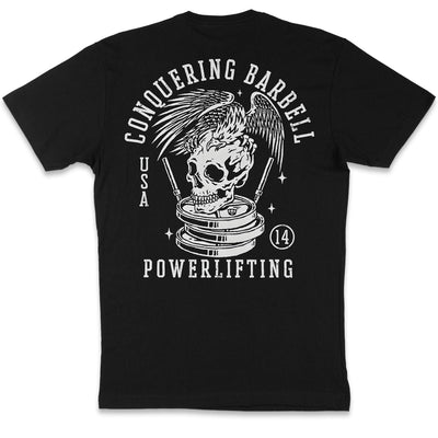 Conquering Barbell Eagle Powerlifting - Black Tee - Conquering Barbell