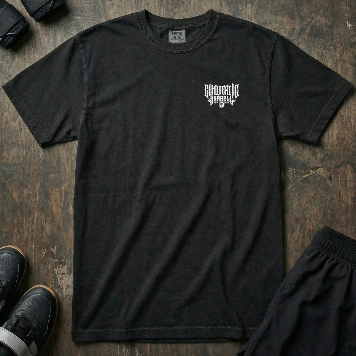 Conquering Barbell Flagship relaxed fit tee in Black