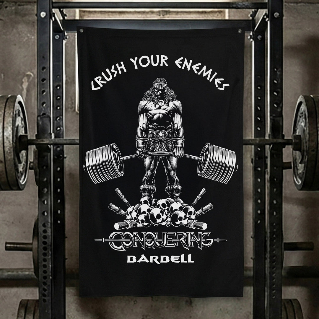 Crush Your Enemies - 3' x 5' Polyester Flag - Conquering Barbell