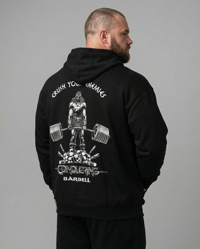 Crush Your Enemies Pullover Hoodie - Black - Conquering Barbell