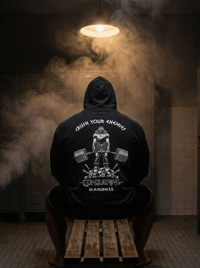 Crush Your Enemies Pullover Hoodie - Black - Conquering Barbell