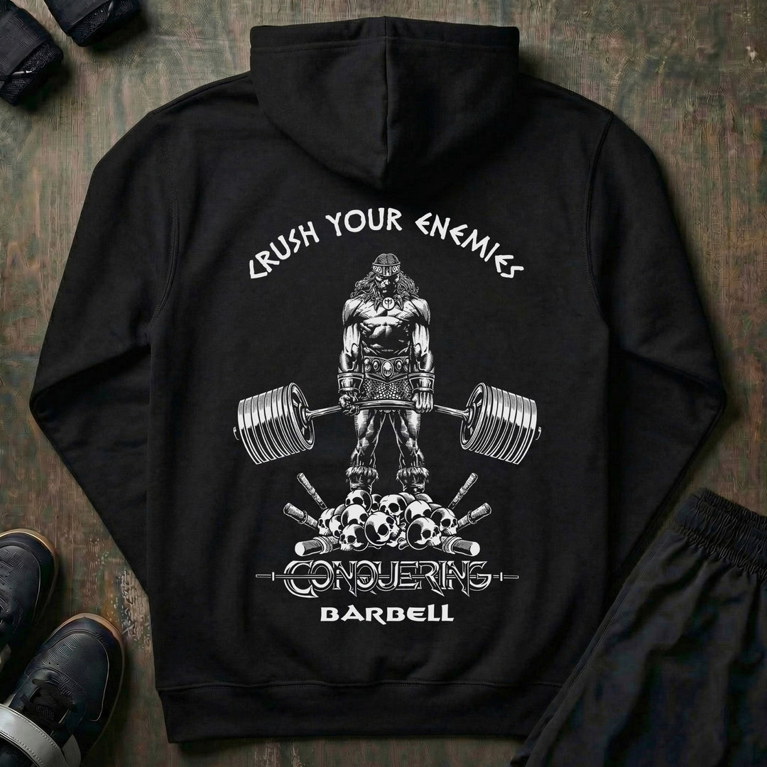Crush Your Enemies Pullover Hoodie - Black - Conquering Barbell