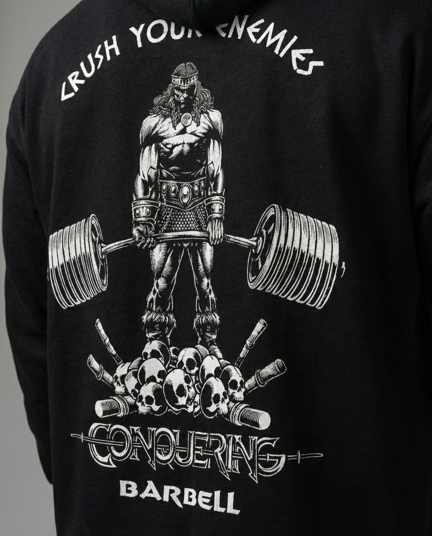 Crush Your Enemies Pullover Hoodie - Black - Conquering Barbell