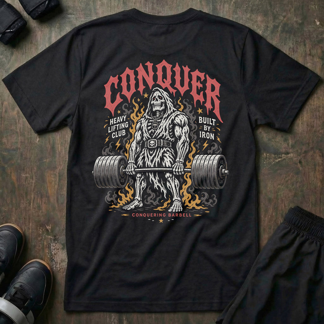 Deadlift Reaper - on Black Tee - Conquering Barbell