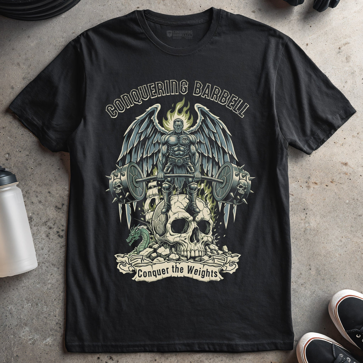 Deadlift Titan - on Black Tee - Conquering Barbell
