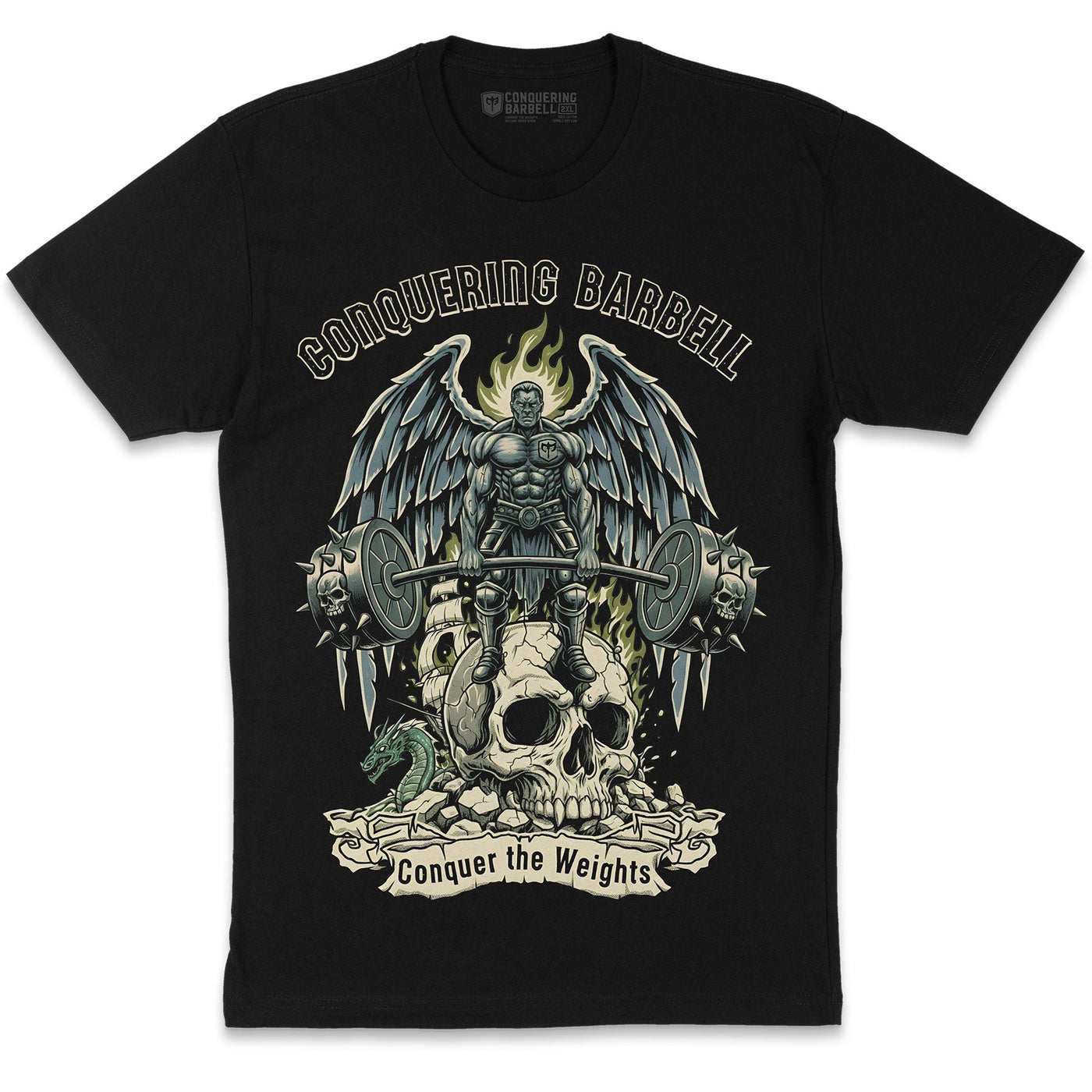 Deadlift Titan - on Black Tee - Conquering Barbell