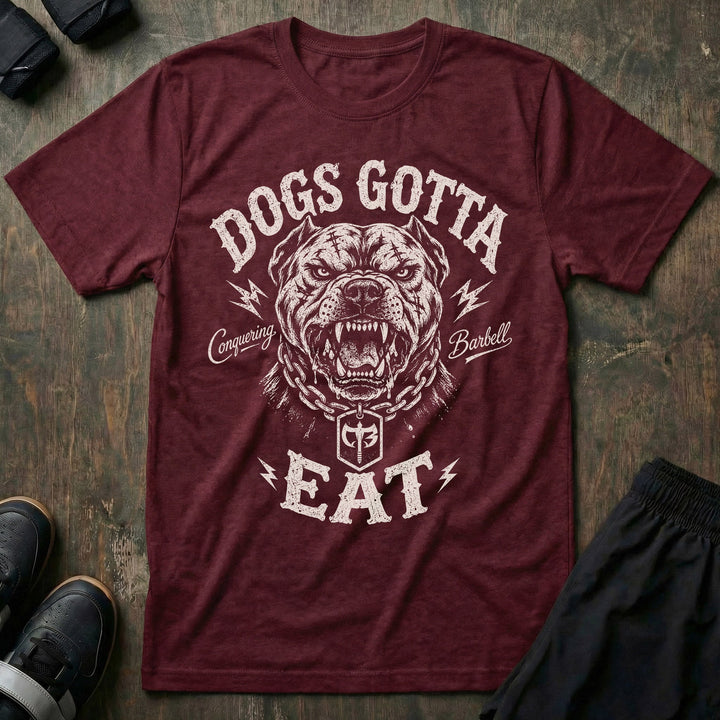 Dogs Gotta Eat tee in Maroon