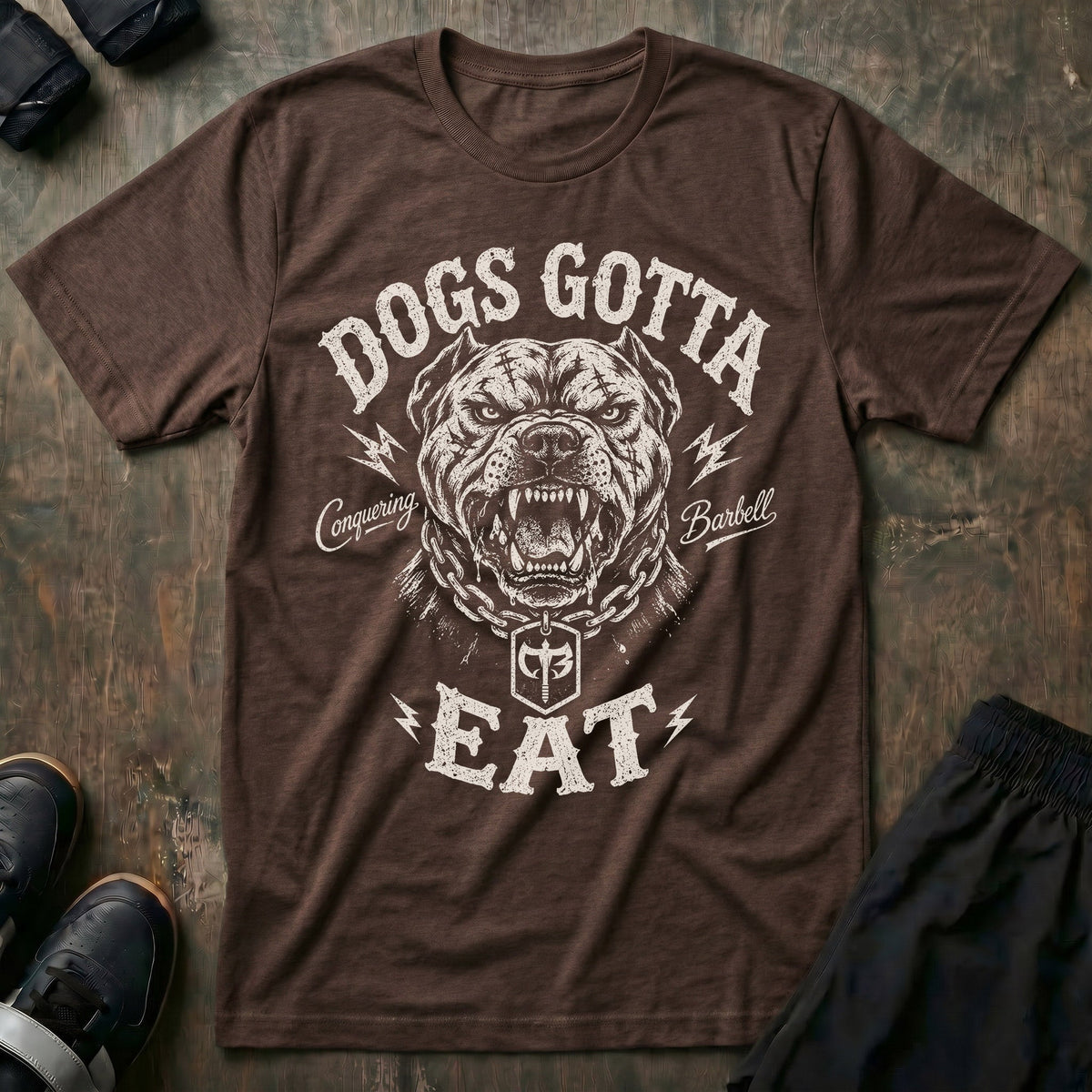 Dogs Gotta Eat tee in Expresso