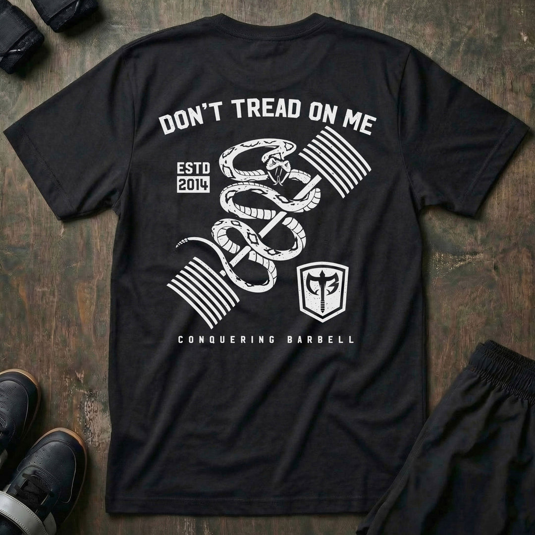 Don't Tread on Me - Black Tee - Conquering Barbell