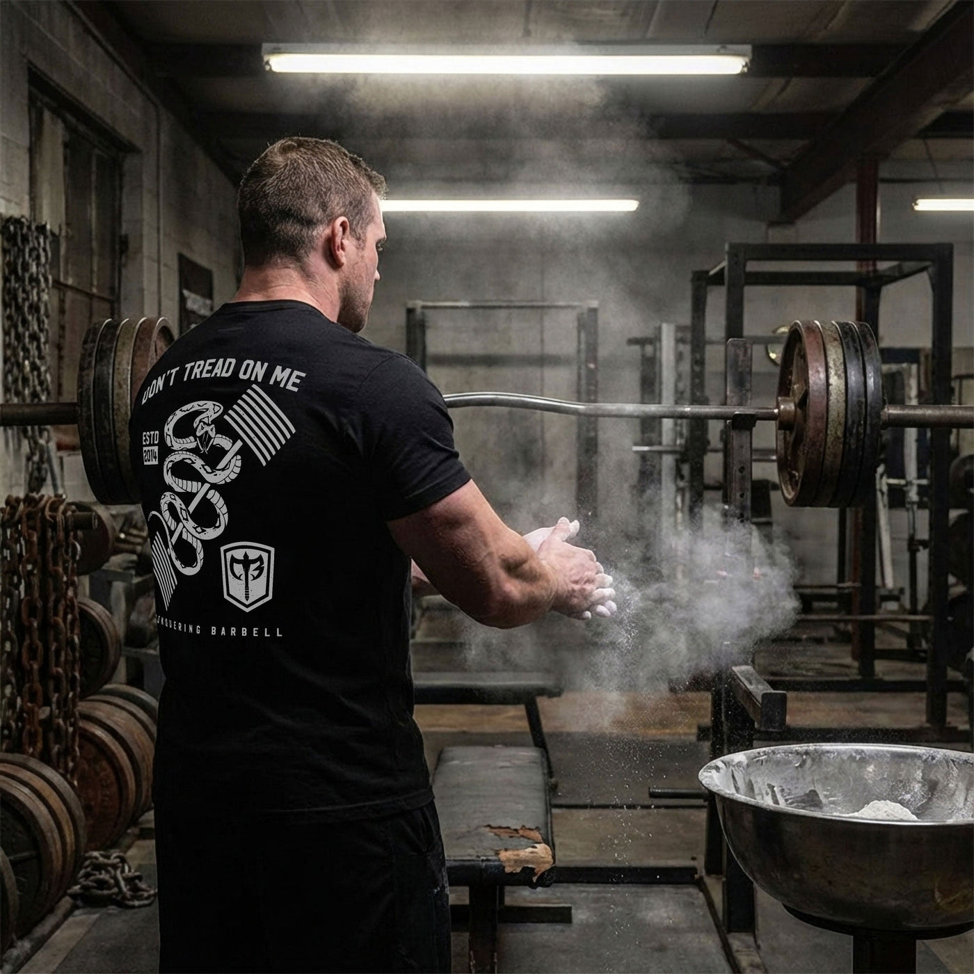 Don't Tread on Me - Black Tee - Conquering Barbell