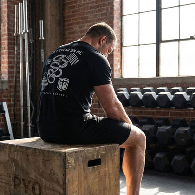 Don't Tread on Me - Black Tee - Conquering Barbell