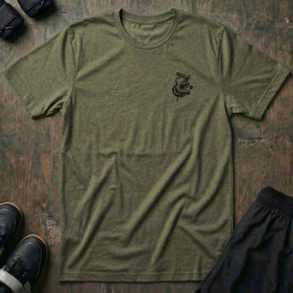 Don't Tread on Me (Version 2) - Military Green Tee - Conquering Barbell