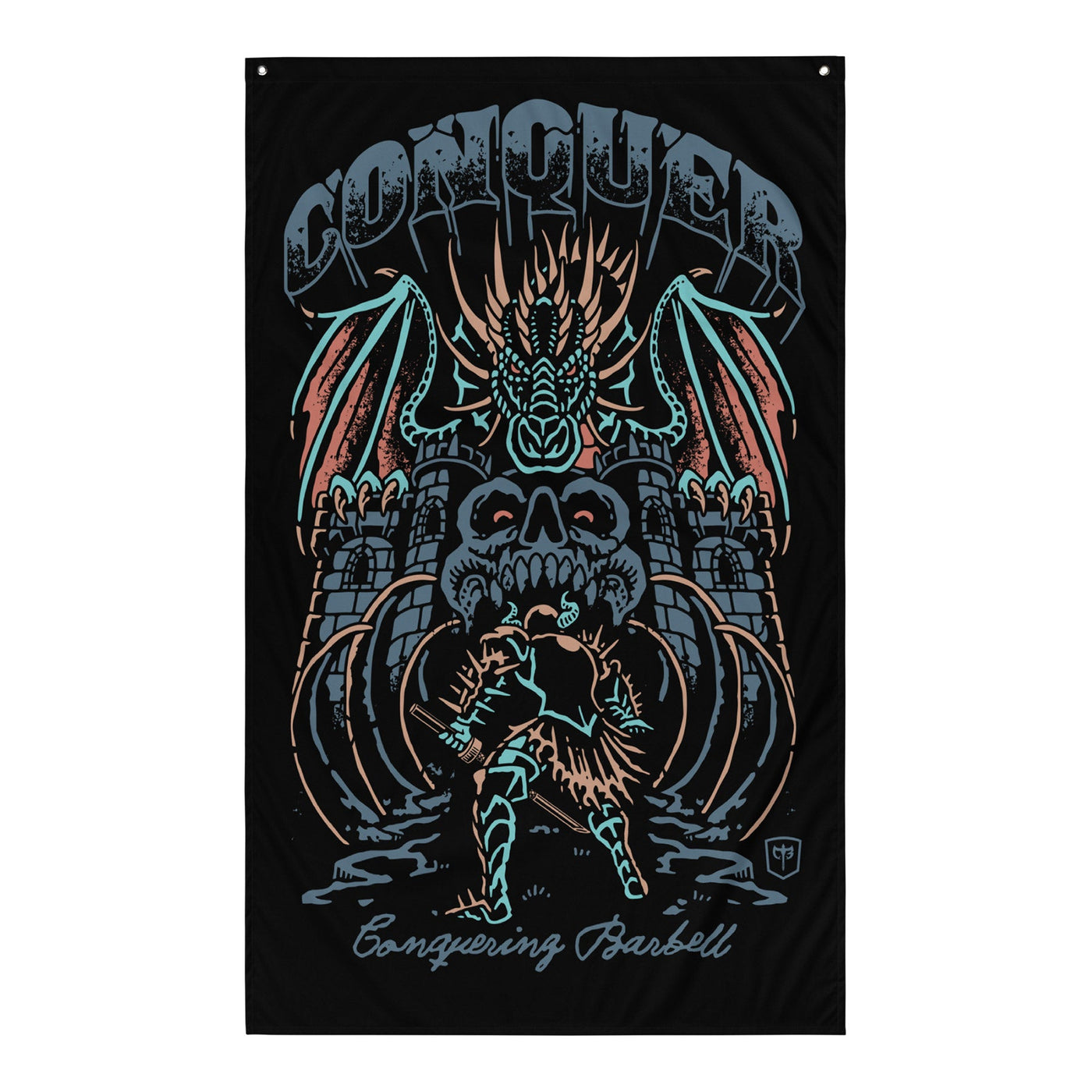 Dragon Warrior - 3' x 5' Polyester Flag - Conquering Barbell